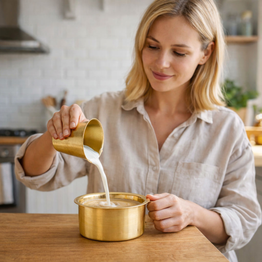 Pure Brass Dabra Set With 290 ML Capacity - Matte Finish